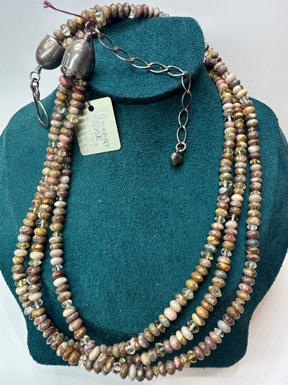 Jay King Desert Rose Trading Jasper Citrine Sterling Silver Beaded Necklace NWT